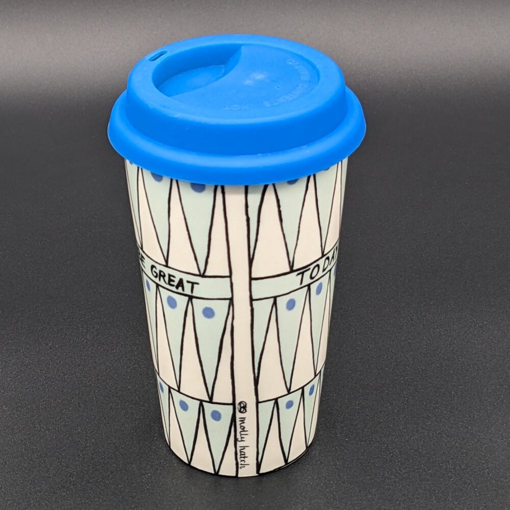 Anthropologie Molly Hatch Sweet Salutations Ceramic Double Wall Travel Mug - Picture 2 of 5